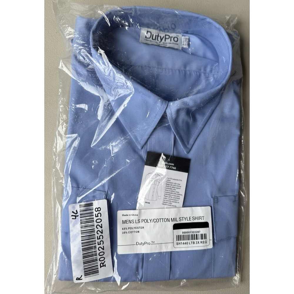 DutyPro Long Sleeve Poly Cotton Military Style Shirt,‎ SH1440 Light Blue, 3XL